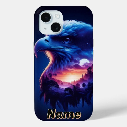 Coques Case-Mate iPhone Aigle superposé à un paysage mystique de coucher d (Verso)