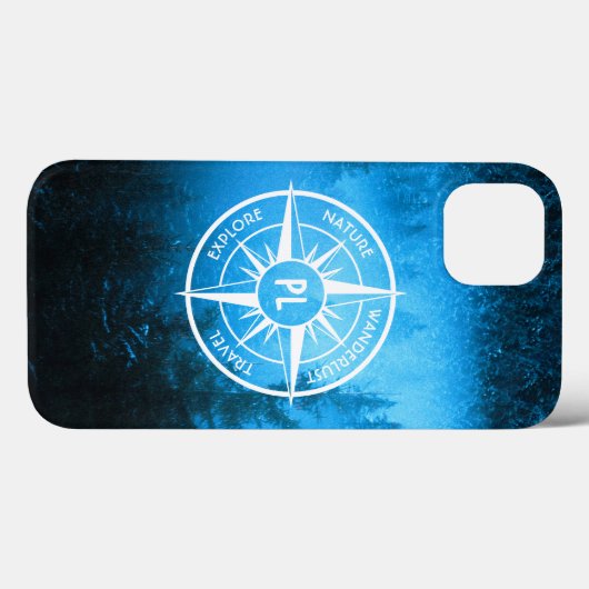 Coques Case-Mate iPhone Aiguille de compas monogramme brouillard dans la f (Verso (horizontal))