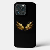 Coques Case-Mate iPhone Ailes d'Ange d'or sur arrière - plan noir (Verso)