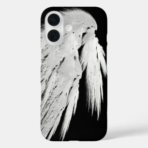 Coques iPhone 16 AILES D'ANGE Gris Plumes Touchées Gauche Personnal