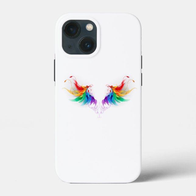 Coques Case-Mate iPhone Ailes fluffy arc-en-ciel (Verso)