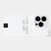 Coques Case-Mate iPhone Aimer/haïr ma vie (Verso (horizontal))