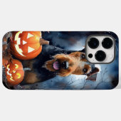 Coques Case-Mate iPhone Airedale d'Halloween avec citrouilles effrayantes (Verso (horizontal))