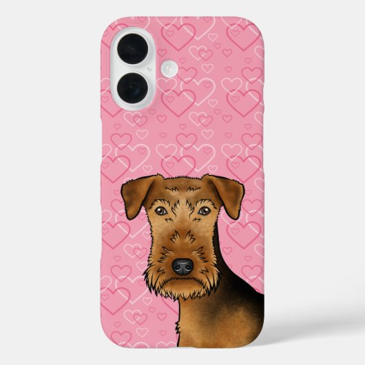 Coques Case-Mate iPhone Airedale Terrier Cute Chien Tête Sur Coeurs Rose (Verso)