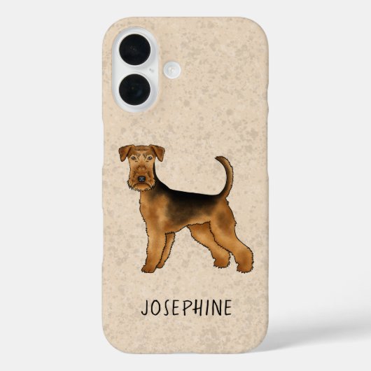 Coques Case-Mate iPhone Airedale Terrier Dessin Chien Avec Nom Personnalis (Verso)