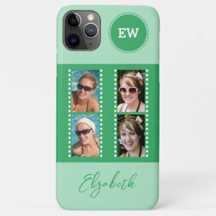 Case-Mate iPhone Case Ajouter 4 photos initiales et nom vert et blanc