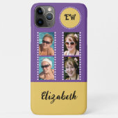 Coques Case-Mate iPhone Ajouter 4 photos initiales nom jaune et violet (Dos)