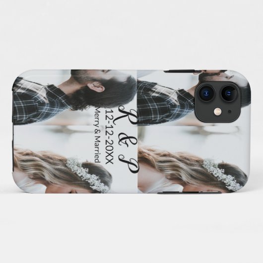 Coques Case-Mate iPhone Ajouter couple photo merisier marié ajouter date a (Dos (Horizontal))