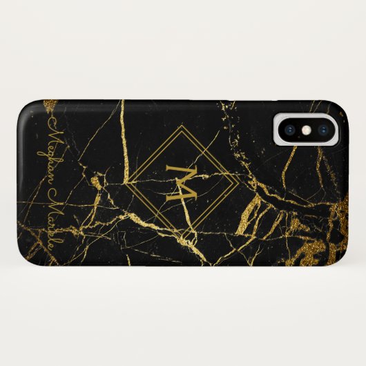 Coques Case-Mate iPhone Ajouter le nom Personnalisé Moderne Simple Marbre  (Dos (Horizontal))