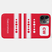 Coques Case-Mate iPhone Ajouter les initiales et le nom rayé blanc et roug (Dos (Horizontal))