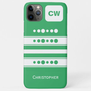 Case-Mate iPhone Case Ajouter les initiales et le nom rayé blanc et vert