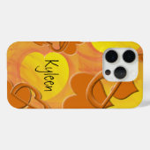 Coques Case-Mate iPhone Ajouter Nom Orange Hearts Modèle Jaune (Verso (horizontal))
