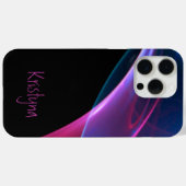 Coques Case-Mate iPhone Ajouter Un Nom Black Wispy Magent Bleu Abstrait (Verso (horizontal))