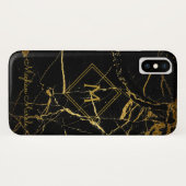Coques Case-Mate iPhone Ajouter un nom Marbre Noir Simple Moderne Personna (Dos (Horizontal))
