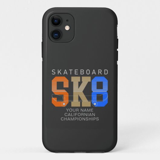 Coques Case-Mate iPhone Ajouter un nom Modifier le texte SK8 Skateboard Ch (Dos)