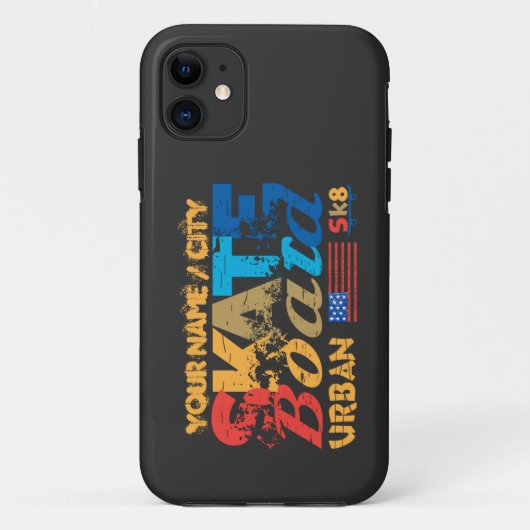 Coques Case-Mate iPhone Ajouter un nom Ville Texte Patinage Urban SK8 Dist (Dos)