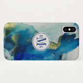 Coques Case-Mate iPhone Ajouter vos initiales | Terrain Abstrait - Bleu (Dos (Horizontal))