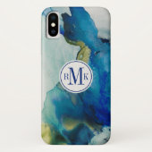 Coques Case-Mate iPhone Ajouter vos initiales | Terrain Abstrait - Bleu (Dos)