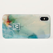 Coques Case-Mate iPhone Ajouter votre initiale | Aversion - Aquarelle bleu (Dos (Horizontal))