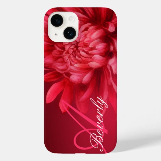 Coques Case-Mate iPhone Ajouter votre nom chrysanthemum rouge teinte (Verso)