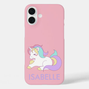 Coques iPhone 16 Plus Ajouter Votre Nom Cute Magique Unicorn Personnalis