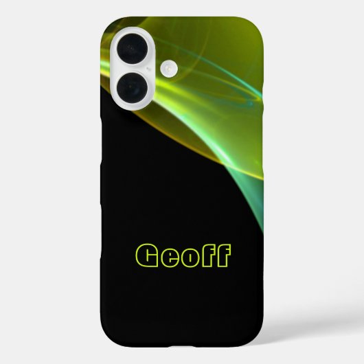 Coques Case-Mate iPhone Ajouter Votre Nom Dreamy Green Jaune Abstrait Swee (Verso)