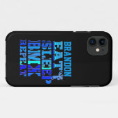 Coques Case-Mate iPhone Ajouter Votre Nom Manger Dormir BMX Répéter Bleu (Dos (Horizontal))