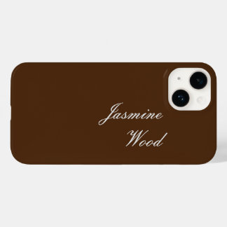 Coque Pour iPhone 14 Ajouter Votre Nom Moderne Minimaliste Brown