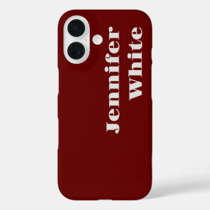 Coques iPhone 16 Ajouter Votre Nom Moderne Minimaliste Plain Rouge 