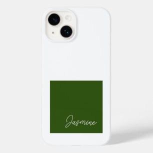 Coque Pour iPhone 14 Ajouter Votre Nom Moderne Minimaliste Script Vert 