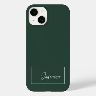 Coque Pour iPhone 14 Ajouter Votre Nom Moderne Minimaliste Script Vert