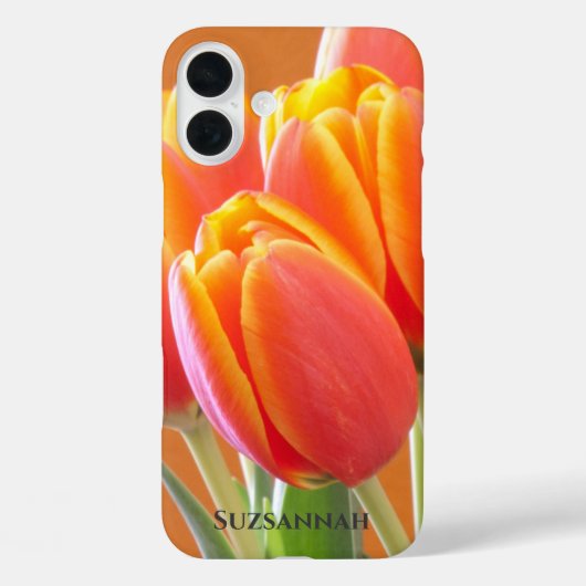 Coques Case-Mate iPhone Ajouter Votre Nom Orange Tulip Flowers Photographi (Verso)