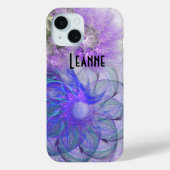 Coques Case-Mate iPhone Ajouter Votre Nom Purple Blue Lacy Abstraite Fleur (Verso)