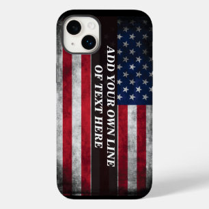 Coque Pour iPhone 14 Plus Ajouter votre texte sur le drapeau américain