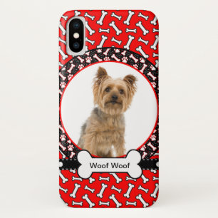 Coques Pour iPhone Ajoutez le nom de votre chien et l'os de rouge de