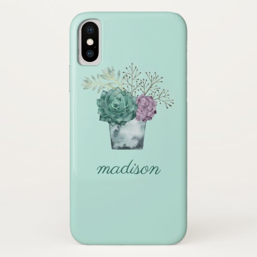 Coques Case-Mate iPhone Ajoutez votre nom | Collection Plante Happiness | (Dos)