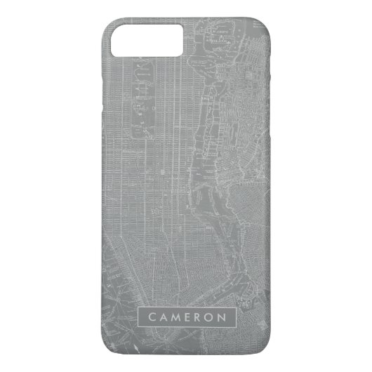 Coques Case-Mate iPhone Ajoutez votre nom | Croquis de New York City Map (Dos)