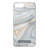 Coques Case-Mate iPhone Ajoutez votre nom | Design abstrait en marbre gris (Dos)