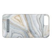Coques Case-Mate iPhone Ajoutez votre nom | Design abstrait en marbre gris (Dos (Horizontal))