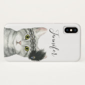 Coques Case-Mate iPhone Ajoutez votre nom | Downton Cat (Dos (Horizontal))
