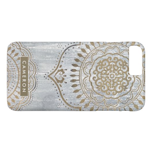 Coques Case-Mate iPhone Ajoutez votre nom | Mandala Gold Design (Dos (Horizontal))