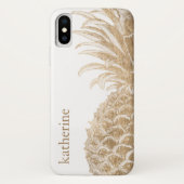 Coques Case-Mate iPhone Ajoutez votre nom | Pinneapple Tropical Or (Dos)