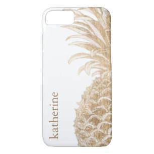 Etui iPhone Case-Mate Ajoutez votre nom Pinneapple Tropical Or