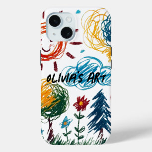 Coque Pour iPhone 15 Ajoutez votre oeuvre d'enfant à cela