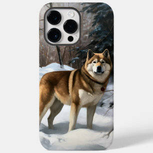 Coque Pour Pour iPhone 14 Pro Max Akita Laisser Neige Noël