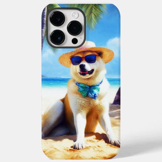 Coques Case-Mate iPhone Akita sur la plage, cadeau d'été pour les amoureux (Verso)