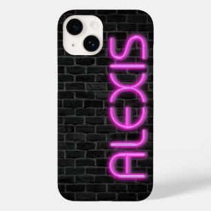 Coque Pour iPhone 14 ALEXIS En Lumière Néon ROSE