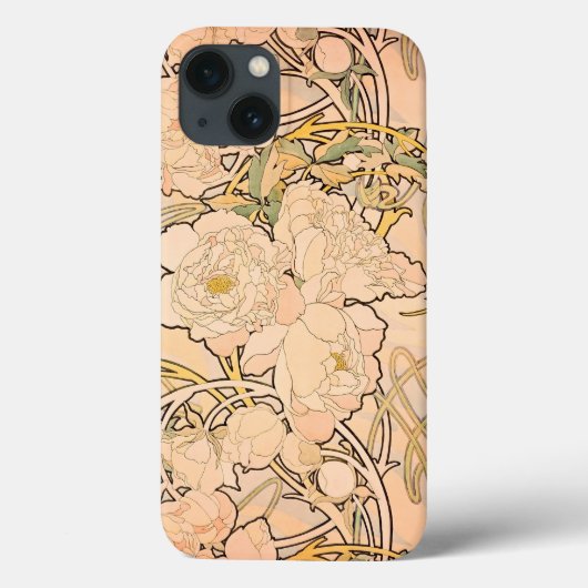 Coques Case-Mate iPhone Alfonse Mucha Art Nouveau Peonies (Verso)