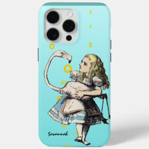 Coque iPhone 15 Pro Max Alice au pays des merveilles et un Flamant rose