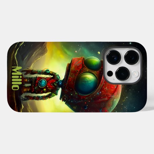 Coques Case-Mate iPhone Alien cosmique moderne Nebula Voyage, Monogramme (Verso (horizontal))